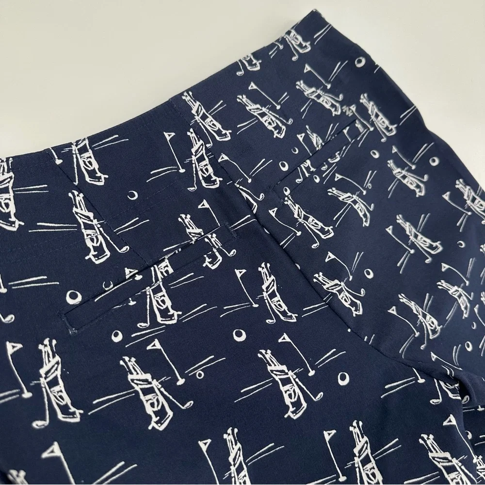 IZOD GOLF Shorts Women’s 4 Dark Blue Golf Bag Print Classic Preppy Vacation